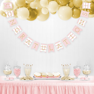 Bannière À Fanions Félicitations Modern Pink Gold Graduation Party