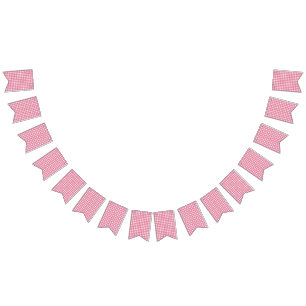 Bannière À Fanions Fête d'anniversaire de 1 an pour fille au gingham