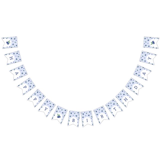 Bannière À Fanions Fête d'anniversaire de la canneberge bleu d'aquare (Tout)