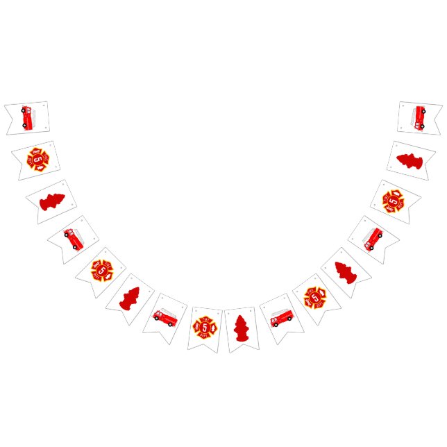 Bannière À Fanions Fête d'anniversaire du camion d'incendie (Tout)