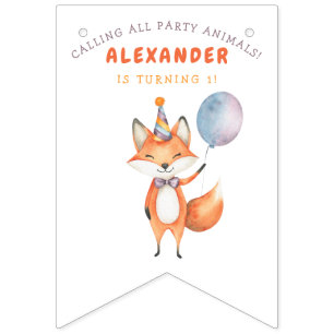 Bannière À Fanions Fête d'anniversaire Fox Kids