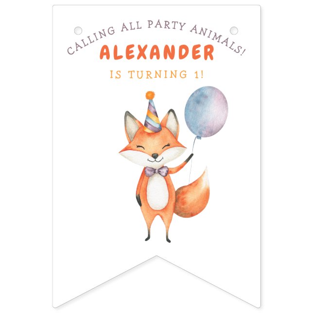 Bannière À Fanions Fête d'anniversaire Fox Kids  (Premier drapeau)