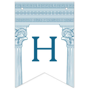 Bannière À Fanions Fête d'anniversaire grecque avec colonnes de templ