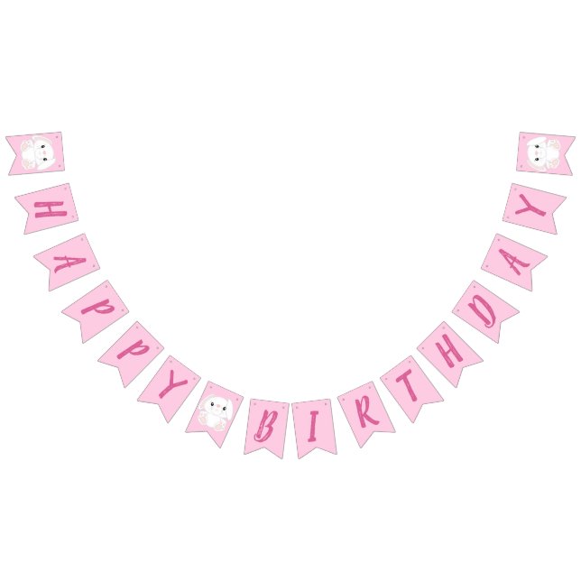 Bannière À Fanions Fête d'anniversaire Lapin Rose (Tout)