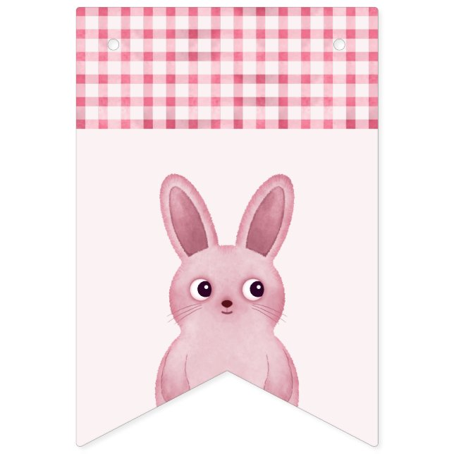 Bannière À Fanions Fête d'anniversaire rose pour bébés filles avec la (Premier drapeau)