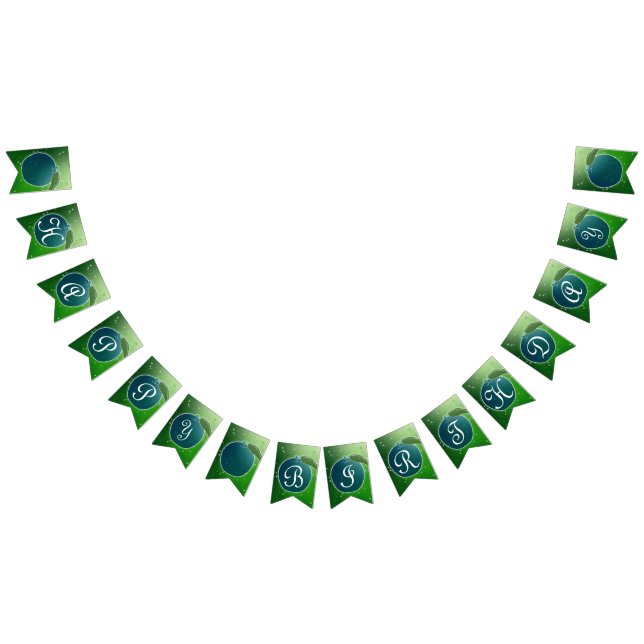 Bannière À Fanions Fête d'anniversaire verte et bleue (Tout)