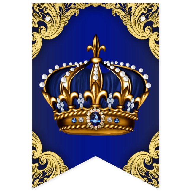 Bannière À Fanions Fête de bébé Prince Couronne (Premier drapeau)