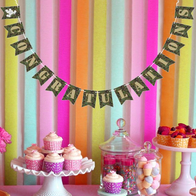 Bannière À Fanions Fête de camouflage du soldat Joe Félicitations (Créateur téléchargé)