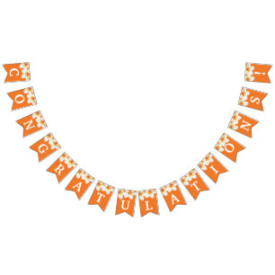 Bannière À Fanions Fête de graduation de texte floral orange FLAG