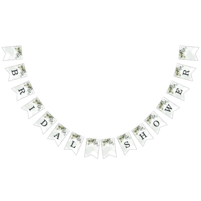 Bannière À Fanions Fête de l'mariée Boho Dusty Blue Eucalyptus (Tout)