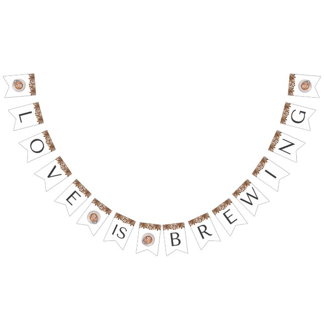 Bannière À Fanions Fête de Mariage autour du Café - L'Amour est dans  (Tout)