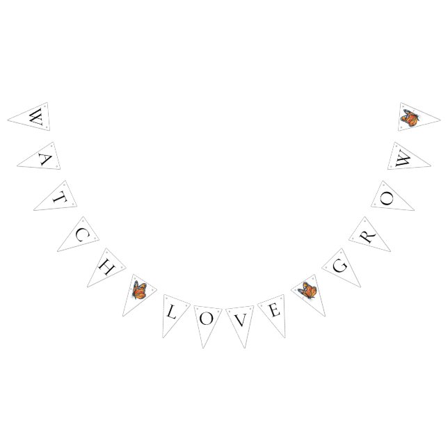 Bannière À Fanions Fête de mariage papillon élégant (Tout)