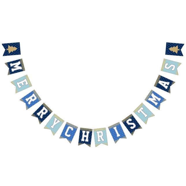 Bannière À Fanions Fête de Noël Blue Stars (Tout)