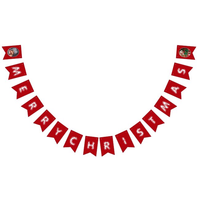 Bannière À Fanions Fête de Noël | Photo rouge (Tout)