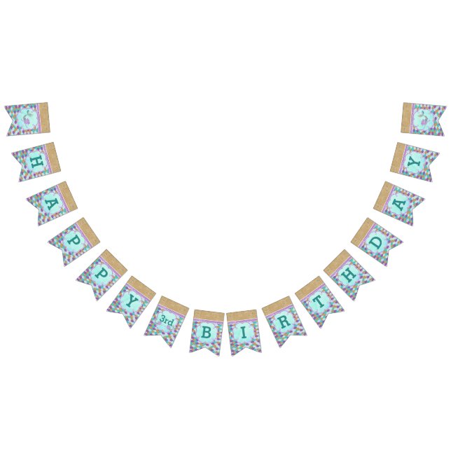 Bannière À Fanions Fête de sirène d'anniversaire joyeuse personnalisé (Tout)