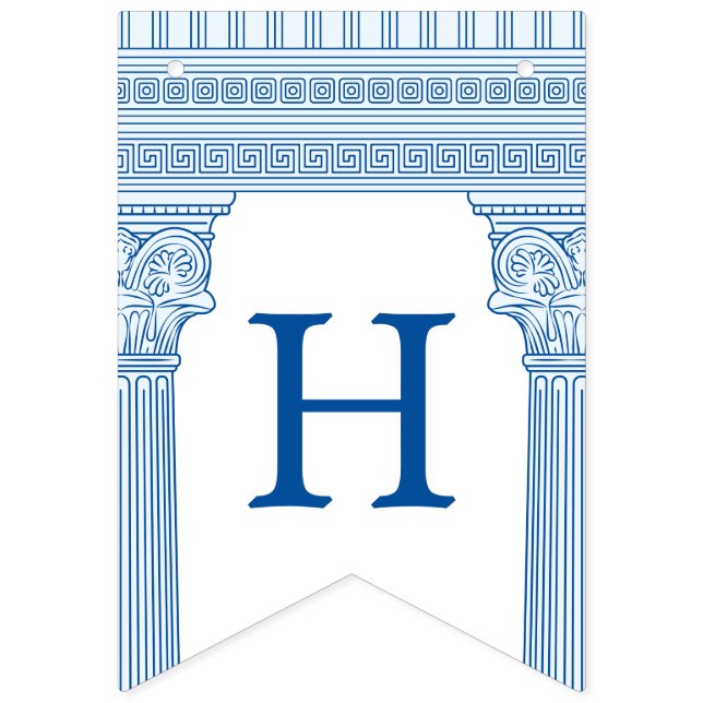 Bannière À Fanions Fête des 50 ans avec temple grec de couleur person (Deuxième drapeau)