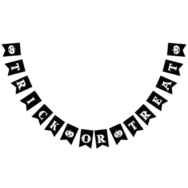 Bannière À Fanions Fête d'Halloween en noir et blanc (Tout)