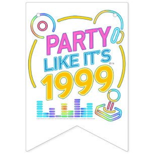 Bannière À Fanions Fêtez comme si c'était 1999®™ – Bande sonore Neon