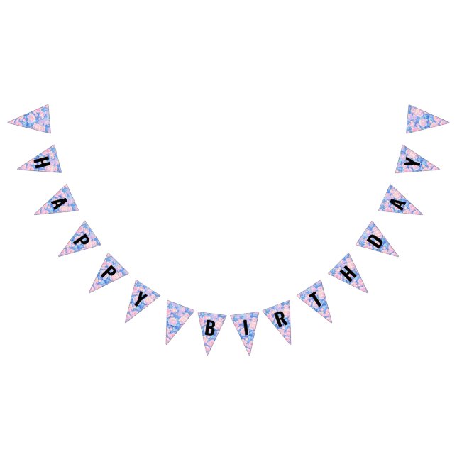 Bannière À Fanions Fille's Birthday Pastel Lofi Floral Bunting drapea (Tout)