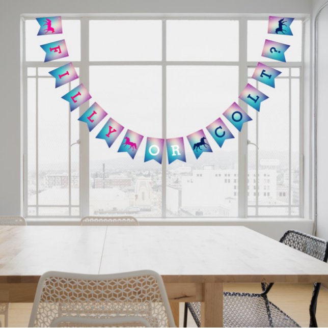 Bannière À Fanions Filly or Colt rose et bleu Reveilla Bunting (Créateur téléchargé)