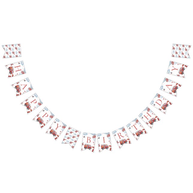 Bannière À Fanions Firetruck Birthday Party Banner (Tout)