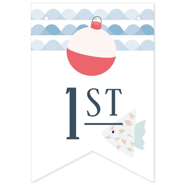 Bannière À Fanions Fishing Boy Float Buoy Happy 1st Birthday  (Septième drapeau)