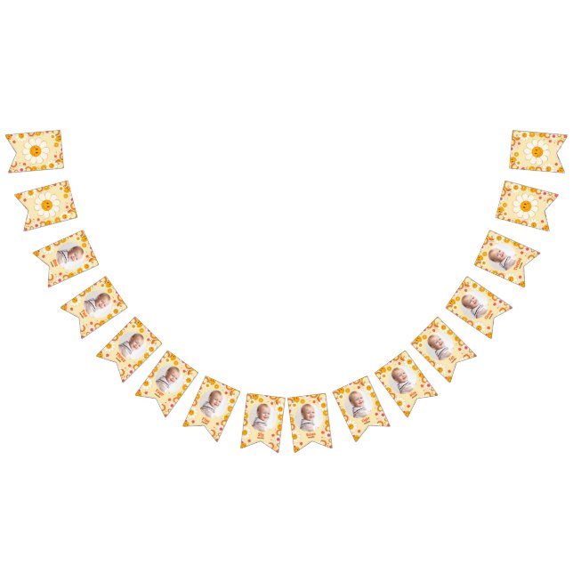 Bannière À Fanions Fleur de marguerite Anniversaire Mois Photo Bunts (Tout)