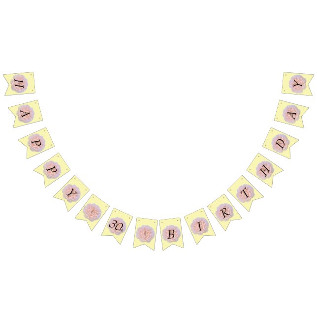 Bannière À Fanions Fleur Rose / Pink & Yellow / 30e anniversaire (Tout)