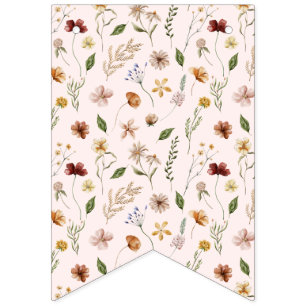 Bannière À Fanions Fleur sauvage rose Premier anniversaire Jardin Jar