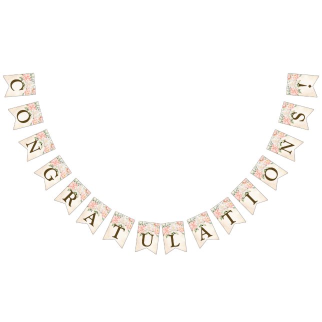 Bannière À Fanions Fleurs blanches de la pêche à l'aquarelle de bienv (Tout)