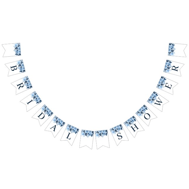 Bannière À Fanions Fleurs de cortège de mariage écriture bleu marine  (Tout)