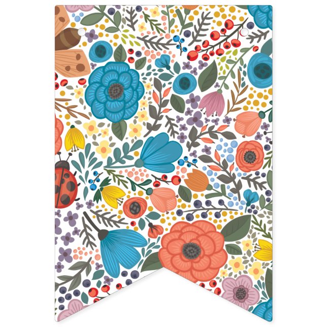 Bannière À Fanions Fleurs de printemps. (Premier drapeau)