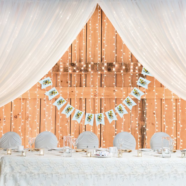 Bannière À Fanions Fleurs sauvages Champignons bleus floraux (Créateur téléchargé)