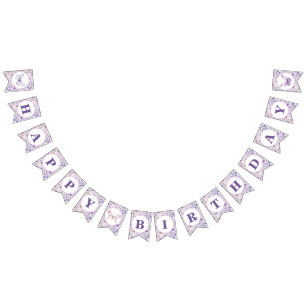 Bannière À Fanions Fleurs sauvages et papillons Joyeux anniversaire