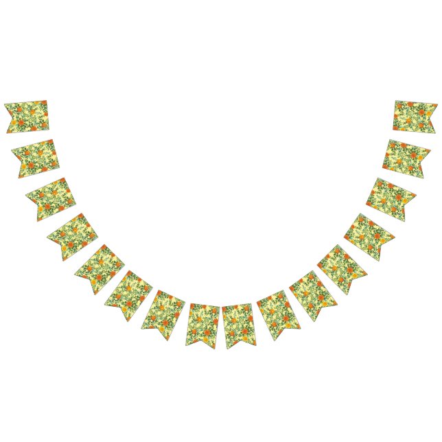 Bannière À Fanions Floral Mariage orange jaune (Tout)