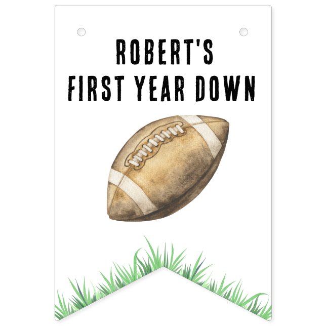 Bannière À Fanions Football First Year Down Birthday Party (Premier drapeau)
