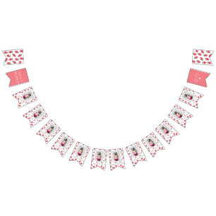 Bannière À Fanions Fraise Fille Premier anniversaire Jalons Photos