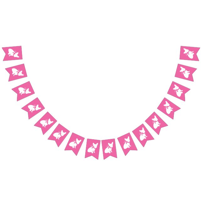 Bannière À Fanions Français Baby shower Bulldog Français Français ros (Tout)