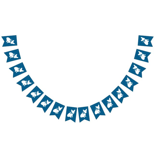 Bannière À Fanions Français Baby shower Bulldog Français Frenchie Blu (Tout)
