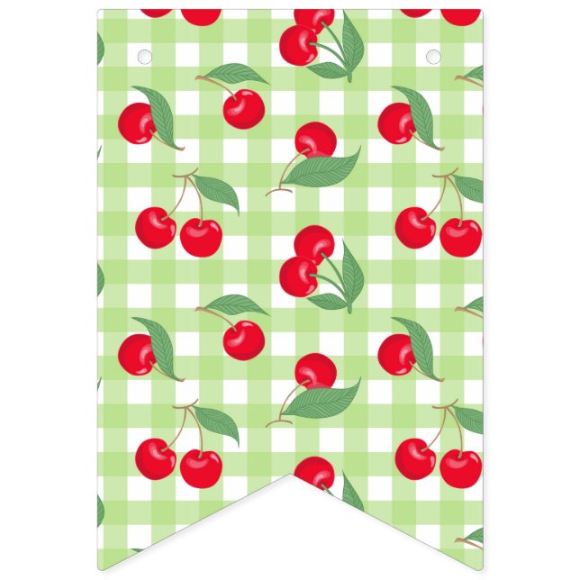 Bannière À Fanions Fruit rouge Fruit vert Feuilles Pastel Lumberjack (Premier drapeau)