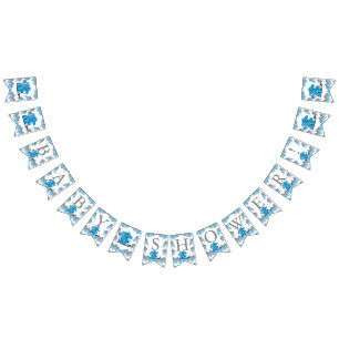 Bannière À Fanions Funny Blue Chevron Silly Cute Baby Elephant