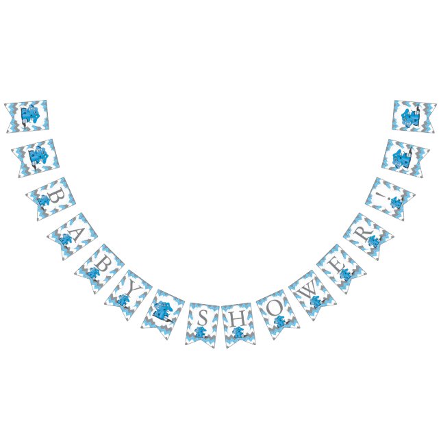 Bannière À Fanions Funny Blue Chevron Silly Cute Baby Elephant (Tout)