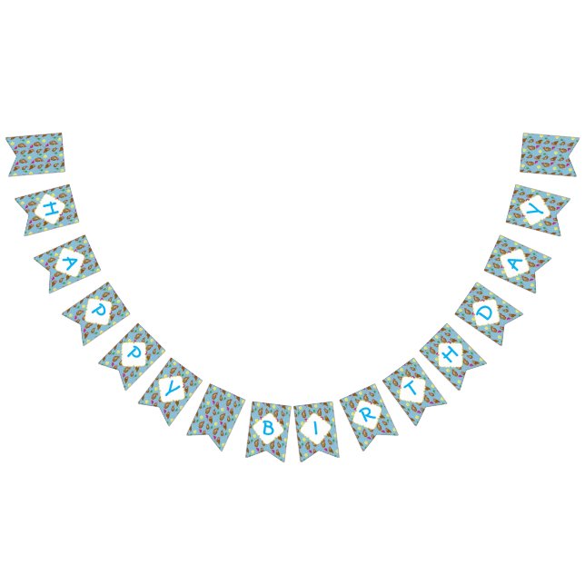 Bannière À Fanions Funny Cute Blue Owl 2e fête d'anniversaire (Tout)