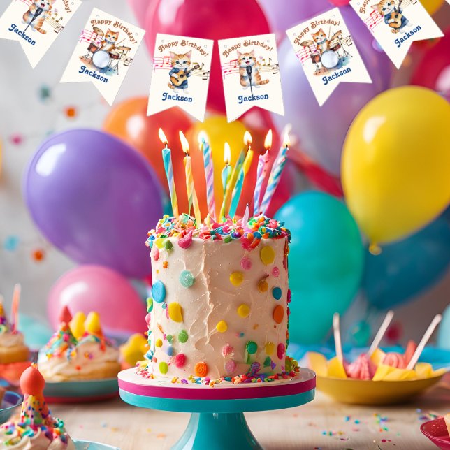 Bannière À Fanions Funny Musical Cats Karaoke Anniversaire de enfant  (Créateur téléchargé)