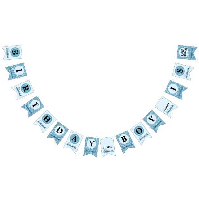 Bannière À Fanions Garçon Premier anniversaire Trains bleus (Tout)