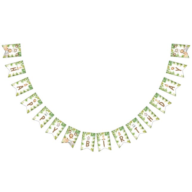 Bannière À Fanions Garçons Safari Animaux Deux Sauvages 2e Anniversai (Tout)