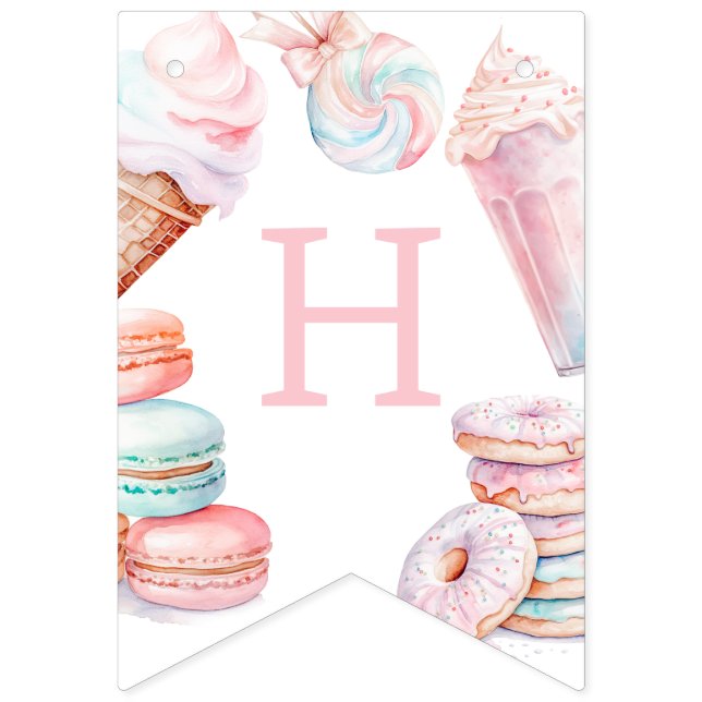 Bannière À Fanions Gâteau de glace d'anniversaire doux  (Deuxième drapeau)