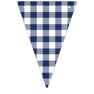 Bannière À Fanions Gingham Classique Bleu Nuit