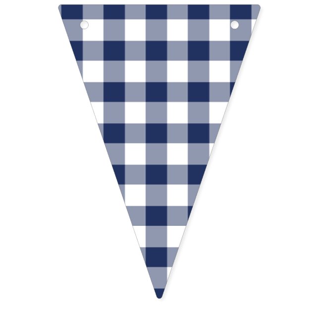 Bannière À Fanions Gingham Classique Bleu Nuit (Premier drapeau)