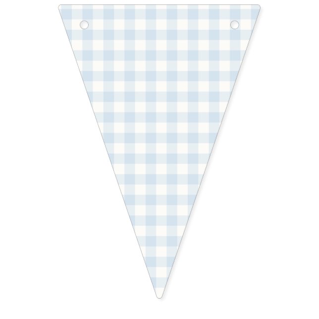 Bannière À Fanions Gingham Classique de Printemps | Bleu Poudre (Premier drapeau)